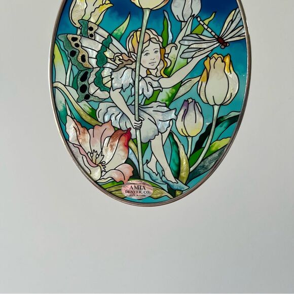Amia HandPainted Glass Suncatcher with fairy in tulips design. - Picture 3 of 4